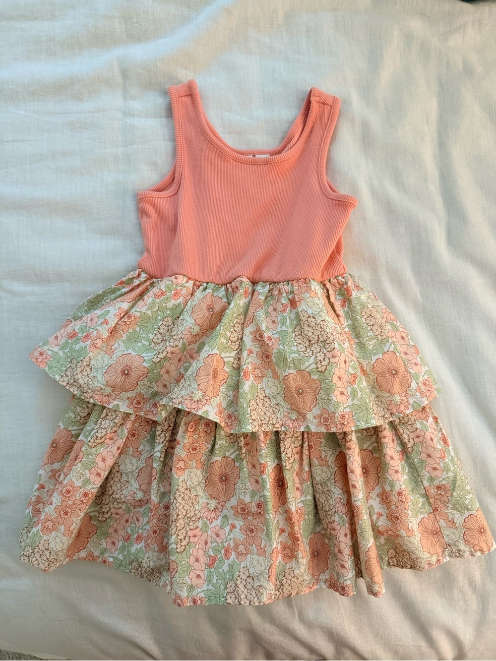 Janie and Jack Coral Tiered Floral Dress - Sleeveless Summer Dress